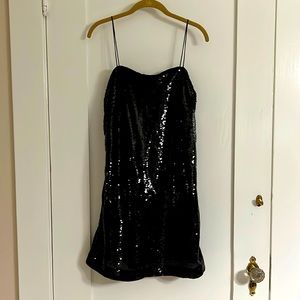 H&M Black sequin mini dress w/ spaghetti straps size medium